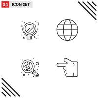 Set of 4 Modern UI Icons Symbols Signs for beauty search earth nature finger Editable Vector Design Elements