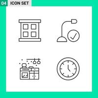 paquete de 4 iconos de estilo de línea establece símbolos de esquema para imprimir signos creativos aislados en fondo blanco 4 conjunto de iconos vector