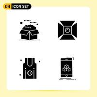 4 Creative Icons for Modern website design and responsive mobile apps 4 Glyph Symbols Signs on White Background 4 Icon Pack vector