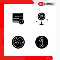 Creative Set of 4 Universal Glyph Icons isolated on White Background vector