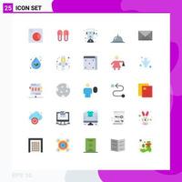 User Interface Pack of 25 Basic Flat Colors of user interface lamp restaurant dish Editable Vector Design Elements