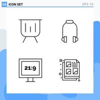 Modern 4 Line style icons Outline Symbols for general use Creative Line Icon Sign Isolated on White Background 4 Icons Pack vector