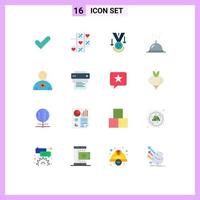 Universal Icon Symbols Group of 16 Modern Flat Colors of new restaurant award food trophy Editable Pack of Creative Vector Design Elements