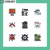 Set of 9 Modern UI Icons Symbols Signs for barrel up helicopter arrows air Editable Vector Design Elements