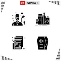 4 Icons Solid Style Grid Based Creative Glyph Symbols for Website Design Simple Solid Icon Signs Isolated on White Background 4 Icon Set vector