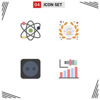 Universal Icon Symbols Group of 4 Modern Flat Icons of science plug atom shop business Editable Vector Design Elements