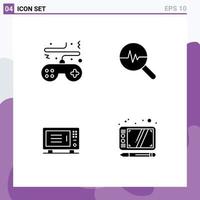 User Interface Pack of 4 Basic Solid Glyphs of game electric controller info graphics machine Editable Vector Design Elements