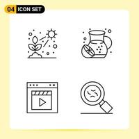 4 Creative Icons for Modern website design and responsive mobile apps 4 Outline Symbols Signs on White Background 4 Icon Pack vector