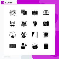 Universal Icon Symbols Group of 16 Modern Solid Glyphs of father tools audio industry wave Editable Vector Design Elements