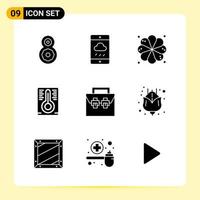 9 Creative Icons for Modern website design and responsive mobile apps 9 Glyph Symbols Signs on White Background 9 Icon Pack vector