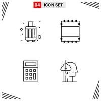 4 Icons Line Style Grid Based Creative Outline Symbols for Website Design Simple Line Icon Signs Isolated on White Background 4 Icon Set vector