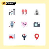 9 Creative Icons Modern Signs and Symbols of headphone watch relaxation time monument Editable Vector Design Elements