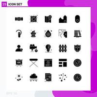 25 Thematic Vector Solid Glyphs and Editable Symbols of wireless apple map industry factory chimney Editable Vector Design Elements