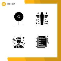 Modern Set of 4 Solid Glyphs and symbols such as camera medicine play health school Editable Vector Design Elements