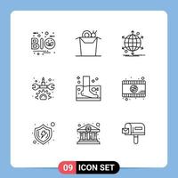 User Interface Pack of 9 Basic Outlines of relaxation repair business maintenance web Editable Vector Design Elements