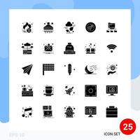 Set of 25 Commercial Solid Glyphs pack for network folder leaf structure company Editable Vector Design Elements