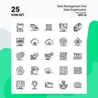 25 Data Management And Data Organization Icon Set 100 Editable EPS 10 Files Business Logo Concept Ideas Line icon design vector