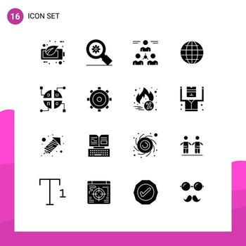 16 Solid Glyph concept for Websites Mobile and Apps construction internet connect globe man Editable Vector Design Elements