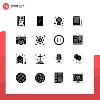 Modern Set of 16 Solid Glyphs and symbols such as article write huawei blog recognition Editable Vector Design Elements