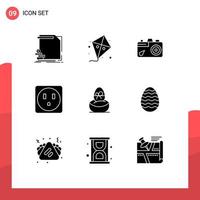 9 Universal Solid Glyphs Set for Web and Mobile Applications easter gift spring socket picture Editable Vector Design Elements