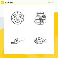 Collection of 4 Universal Line Icons Icon Set for Web and Mobile vector