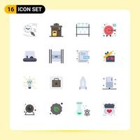 Pictogram Set of 16 Simple Flat Colors of target darts station test tube lab flask Editable Pack of Creative Vector Design Elements