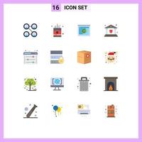 16 User Interface Flat Color Pack of modern Signs and Symbols of web options shield copyright security bank Editable Pack of Creative Vector Design Elements