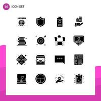 16 Universal Solid Glyphs Set for Web and Mobile Applications read education plus books sustainable Editable Vector Design Elements