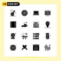 Pictogram Set of 16 Simple Solid Glyphs of hand phone macbook folder edit tool Editable Vector Design Elements