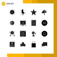 Pack of 16 Modern Solid Glyphs Signs and Symbols for Web Print Media such as imagination creativity food star fable Editable Vector Design Elements