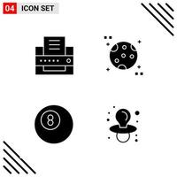 Pixle Perfect Set of 4 Solid Icons Glyph Icon Set for Webite Designing and Mobile Applications Interface vector