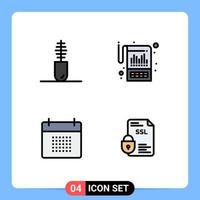 Set of 4 Modern UI Icons Symbols Signs for accessories appointment mascara financial date Editable Vector Design Elements
