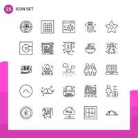 paquete de conjunto de iconos de contorno de 25 iconos de línea aislados en fondo blanco para aplicaciones móviles y de impresión de diseño de sitios web receptivos vector