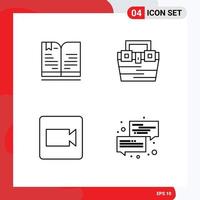 4 Universal Filledline Flat Colors Set for Web and Mobile Applications back to school camera note construction video Editable Vector Design Elements