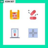 Pack of 4 creative Flat Icons of map diploma medicine science screen Editable Vector Design Elements