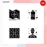 Vector Pack of 4 Icons in Solid Style Creative Glyph Pack isolated on White Background for Web and Mobile