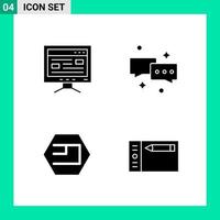 Pack of 4 Solid Style Icon Set Glyph Symbols for print Creative Signs Isolated on White Background 4 Icon Set vector