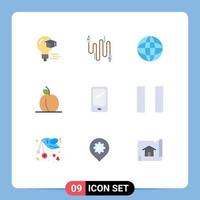 Paquete de 9 colores planos de interfaz de usuario de signos y símbolos modernos de elementos de diseño de vector editables de comida de teléfono inteligente android