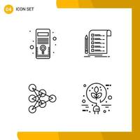 4 Icon Set Line Style Icon Pack Outline Symbols isolated on White Backgound for Responsive Website Designing vector