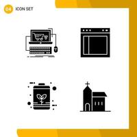 4 Icon Set Solid Style Icon Pack Glyph Symbols isolated on White Backgound for Responsive Website Designing vector