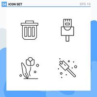 Modern 4 Line style icons Outline Symbols for general use Creative Line Icon Sign Isolated on White Background 4 Icons Pack vector