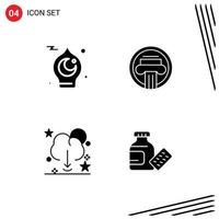 Modern Set of 4 Solid Glyphs and symbols such as islamic greek muslim architecture data Editable Vector Design Elements