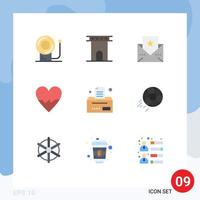 Pictogram Set of 9 Simple Flat Colors of office bill greeting skin love Editable Vector Design Elements