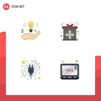 4 Flat Icon concept for Websites Mobile and Apps business plug bulb christmas error Editable Vector Design Elements