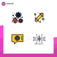 Modern Set of 4 Filledline Flat Colors and symbols such as configure chat setting go technical Editable Vector Design Elements