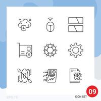 Stock Vector Icon Pack of 9 Line Signs and Symbols for lifebuoy pci frame hardware computers Editable Vector Design Elements