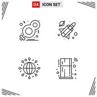 4 Icons Line Style Grid Based Creative Outline Symbols for Website Design Simple Line Icon Signs Isolated on White Background 4 Icon Set vector