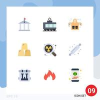 Stock Vector Icon Pack of 9 Line Signs and Symbols for waste nuclear gloves gold business Editable Vector Design Elements