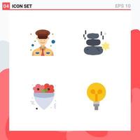 Set of 4 Commercial Flat Icons pack for man food natural square crepe Editable Vector Design Elements