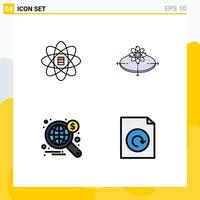 4 Creative Icons Modern Signs and Symbols of data search dollar idea wide Editable Vector Design Elements